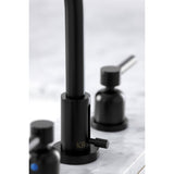 Concord FSC8930DL Two-Handle 3-Hole Deck Mount Widespread Bathroom Faucet with Pop-Up Drain, Matte Black