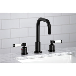 Paris FSC8930DPL Two-Handle 3-Hole Deck Mount Widespread Bathroom Faucet with Pop-Up Drain, Matte Black