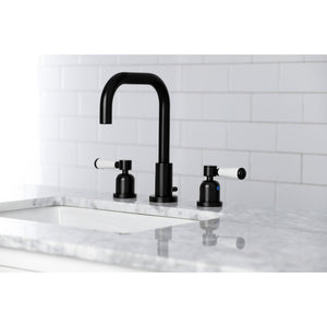 Paris FSC8930DPL Two-Handle 3-Hole Deck Mount Widespread Bathroom Faucet with Pop-Up Drain, Matte Black