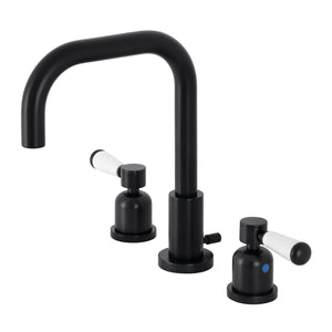 Paris FSC8930DPL Two-Handle 3-Hole Deck Mount Widespread Bathroom Faucet with Pop-Up Drain, Matte Black