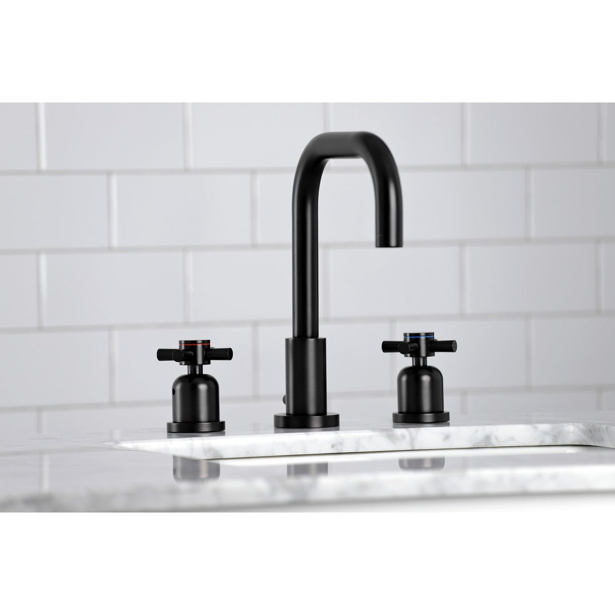 Concord FSC8930DX Two-Handle 3-Hole Deck Mount Widespread Bathroom Faucet with Pop-Up Drain, Matte Black