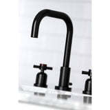 Concord FSC8930DX Two-Handle 3-Hole Deck Mount Widespread Bathroom Faucet with Pop-Up Drain, Matte Black