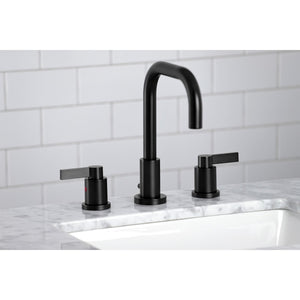 NuvoFusion FSC8930NDL Two-Handle 3-Hole Deck Mount Widespread Bathroom Faucet with Pop-Up Drain, Matte Black