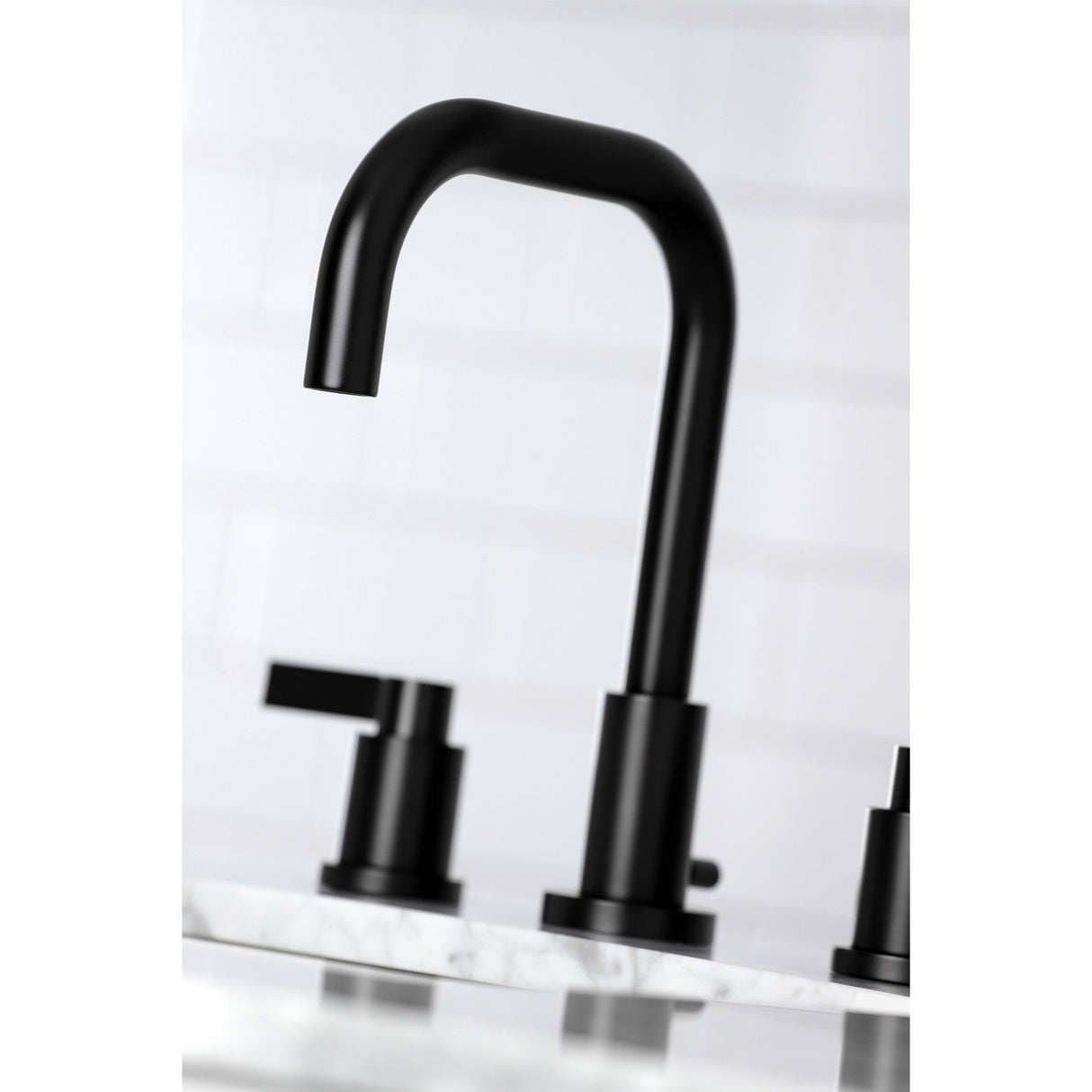NuvoFusion FSC8930NDL Two-Handle 3-Hole Deck Mount Widespread Bathroom Faucet with Pop-Up Drain, Matte Black