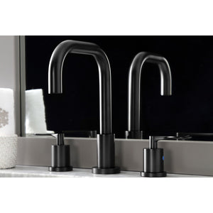 Serena FSC8930SVL Two-Handle 3-Hole Deck Mount Widespread Bathroom Faucet with Pop-Up Drain, Matte Black