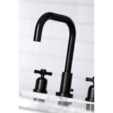 Millennium FSC8930ZX Two-Handle 3-Hole Deck Mount Widespread Bathroom Faucet with Pop-Up Drain, Matte Black