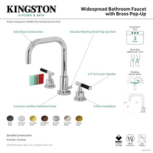 Kaiser FSC8931CKL Two-Handle 3-Hole Deck Mount Widespread Bathroom Faucet with Pop-Up Drain, Polished Chrome