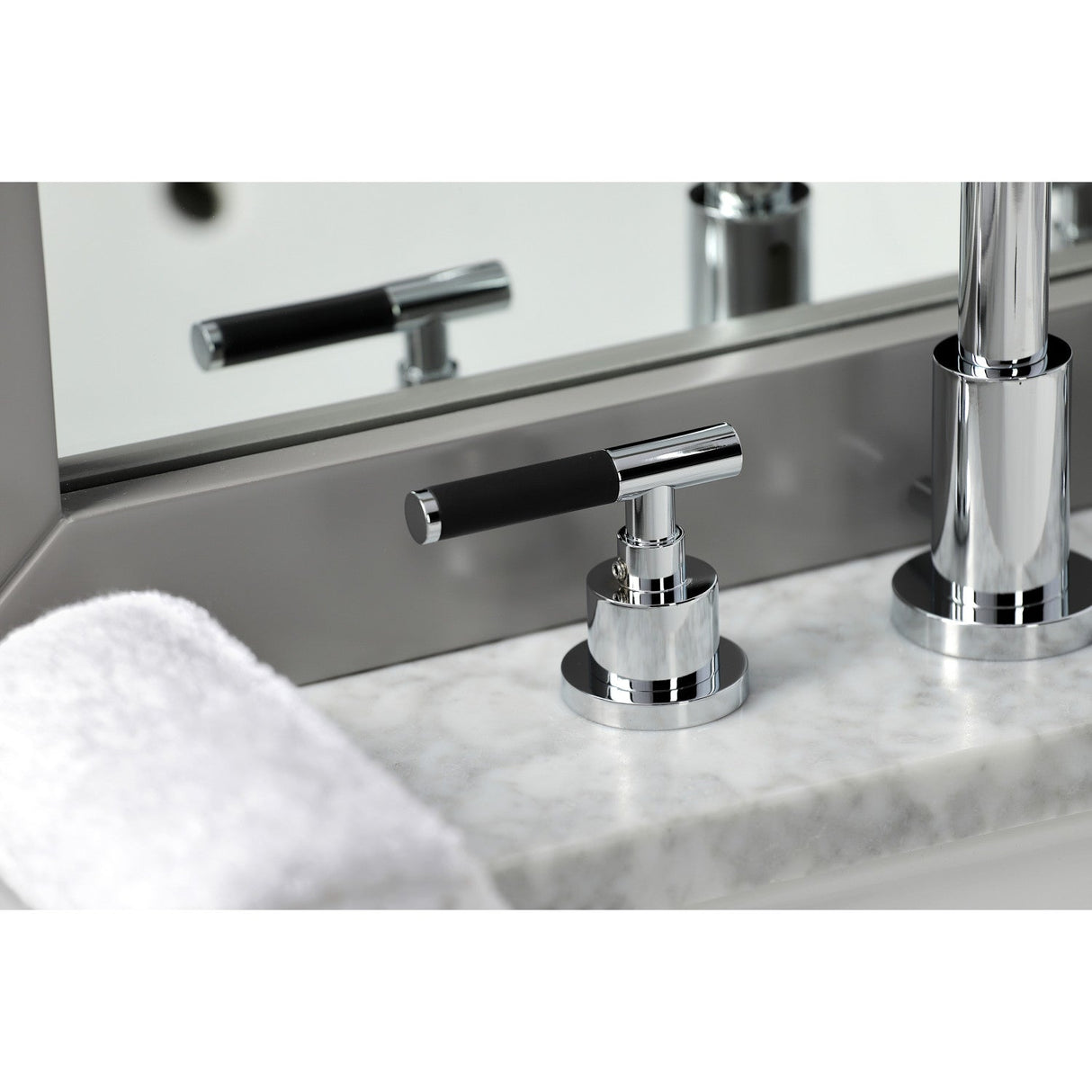 Kaiser FSC8931CKL Two-Handle 3-Hole Deck Mount Widespread Bathroom Faucet with Pop-Up Drain, Polished Chrome