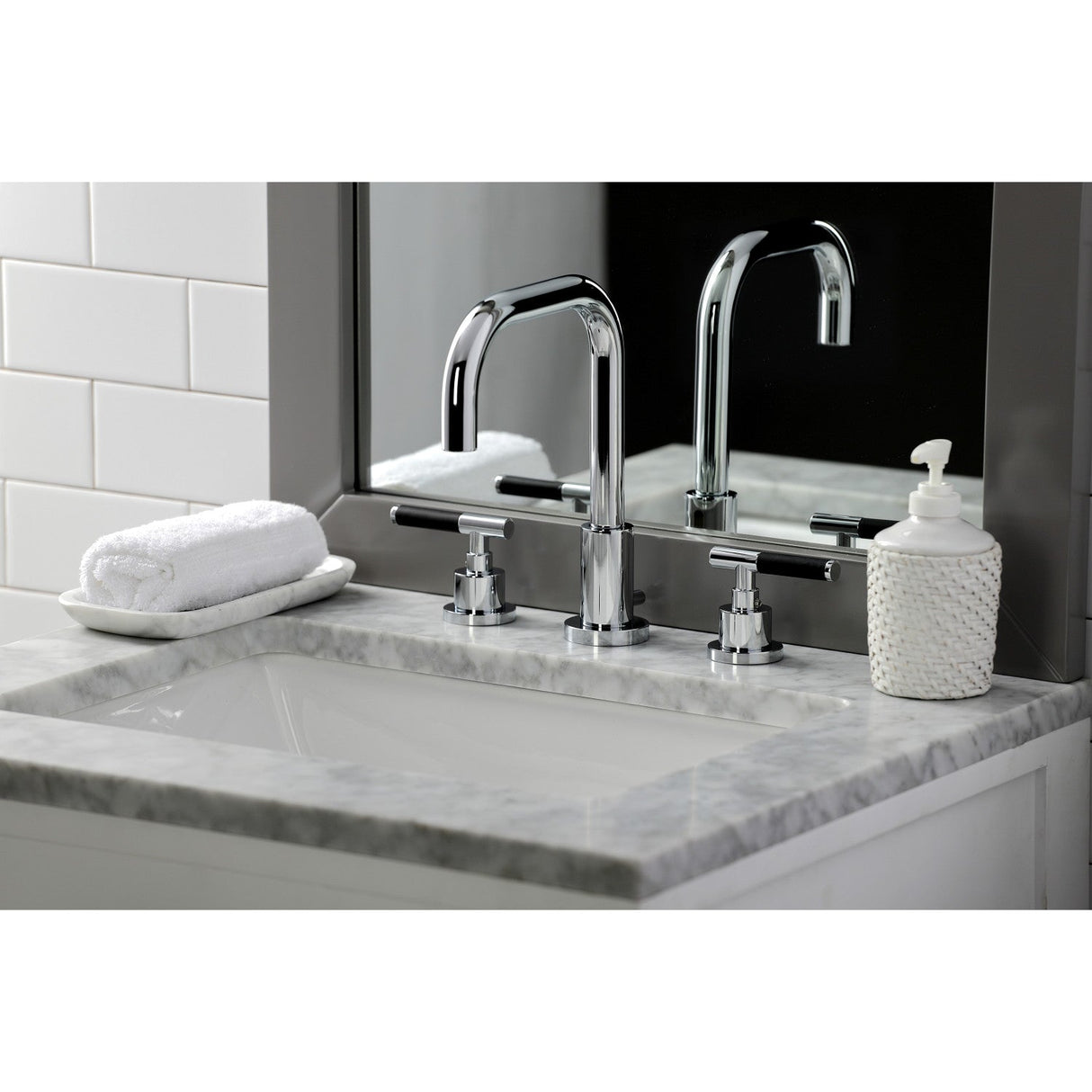 Kaiser FSC8931CKL Two-Handle 3-Hole Deck Mount Widespread Bathroom Faucet with Pop-Up Drain, Polished Chrome
