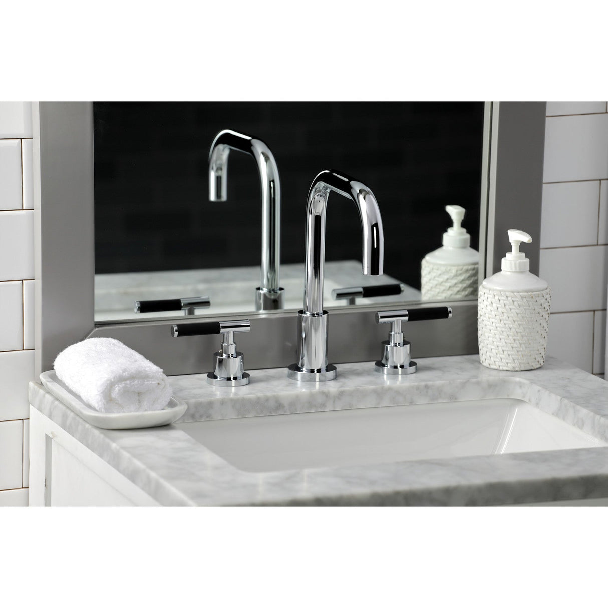Kaiser FSC8931CKL Two-Handle 3-Hole Deck Mount Widespread Bathroom Faucet with Pop-Up Drain, Polished Chrome