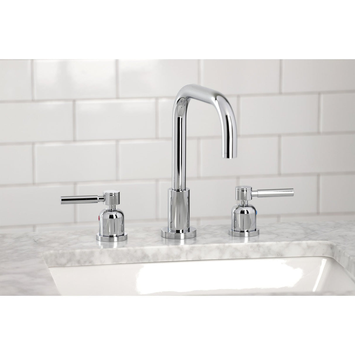 Concord FSC8931DL Two-Handle 3-Hole Deck Mount Widespread Bathroom Faucet with Pop-Up Drain, Polished Chrome