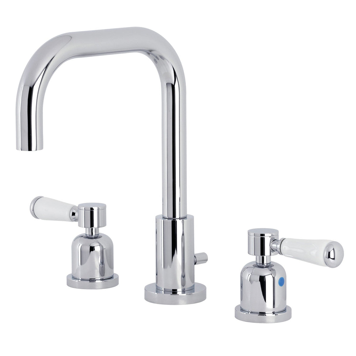 Paris FSC8931DPL Two-Handle 3-Hole Deck Mount Widespread Bathroom Faucet with Pop-Up Drain, Polished Chrome