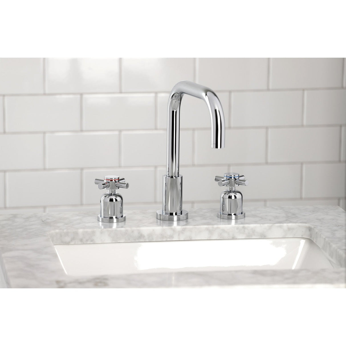 Concord FSC8931DX Two-Handle 3-Hole Deck Mount Widespread Bathroom Faucet with Pop-Up Drain, Polished Chrome