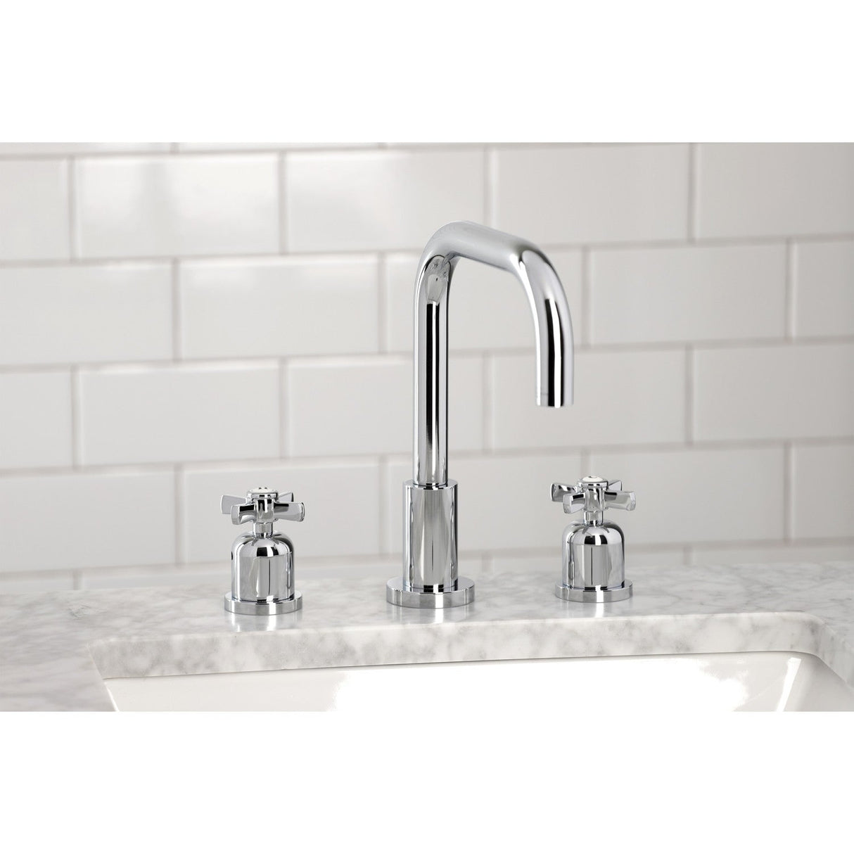 Millennium FSC8931ZX Two-Handle 3-Hole Deck Mount Widespread Bathroom Faucet with Pop-Up Drain, Polished Chrome