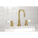 Paris FSC8933DPL Two-Handle 3-Hole Deck Mount Widespread Bathroom Faucet with Pop-Up Drain, Brushed Brass