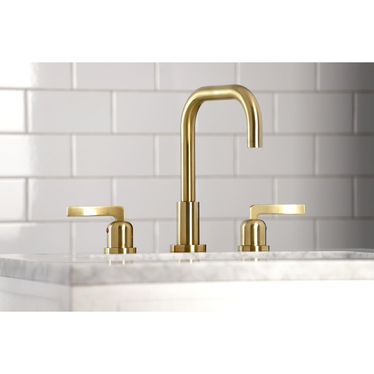 Centurion FSC8933EFL Two-Handle 3-Hole Deck Mount Widespread Bathroom Faucet with Pop-Up Drain, Brushed Brass