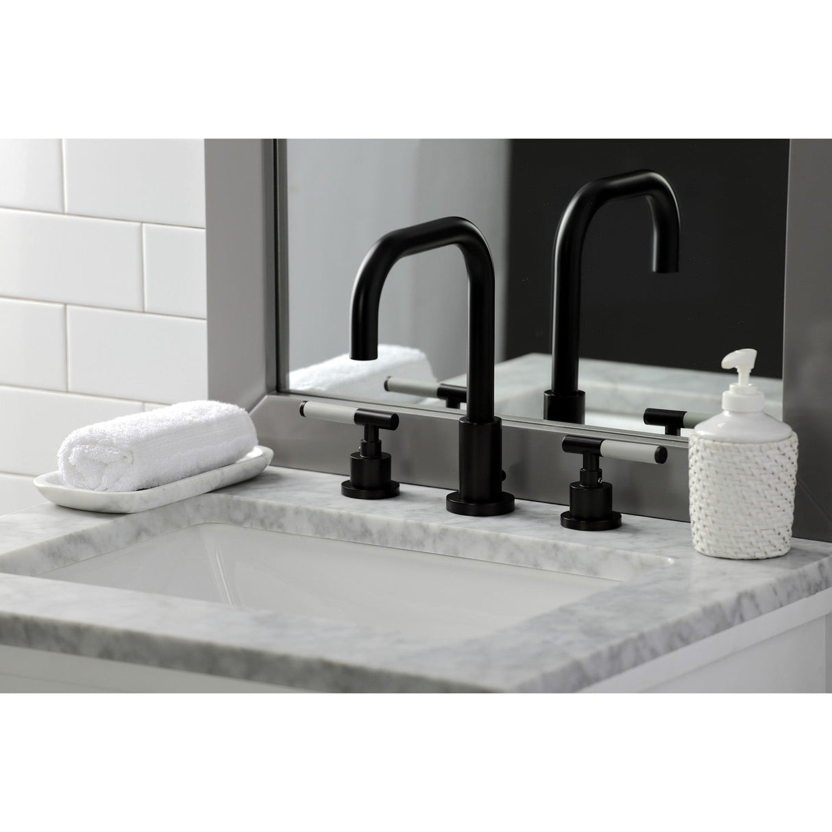 Kaiser FSC8935CKL Two-Handle 3-Hole Deck Mount Widespread Bathroom Faucet with Pop-Up Drain, Oil Rubbed Bronze