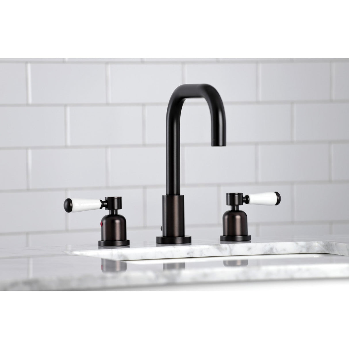 Paris FSC8935DPL Two-Handle 3-Hole Deck Mount Widespread Bathroom Faucet with Pop-Up Drain, Oil Rubbed Bronze