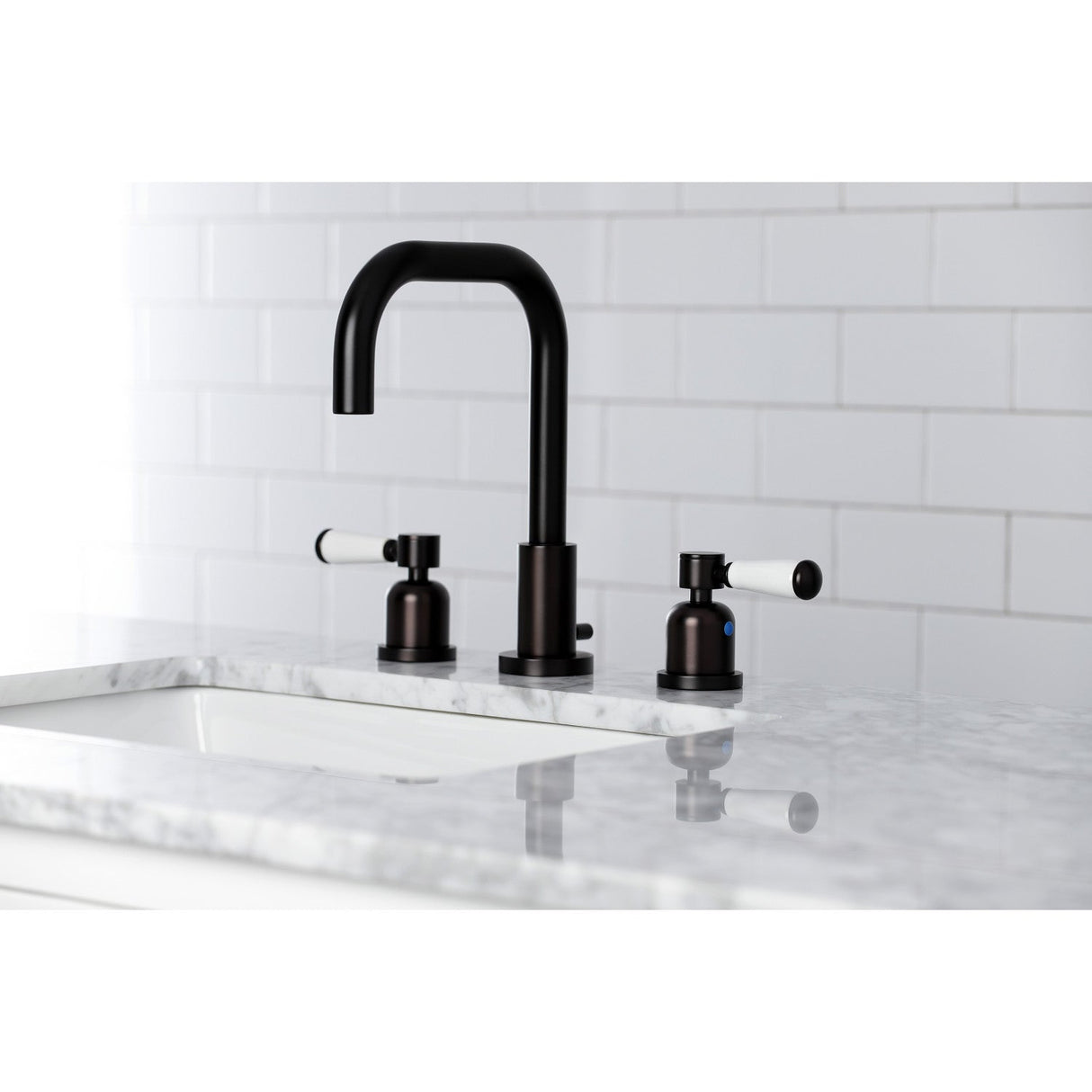 Paris FSC8935DPL Two-Handle 3-Hole Deck Mount Widespread Bathroom Faucet with Pop-Up Drain, Oil Rubbed Bronze