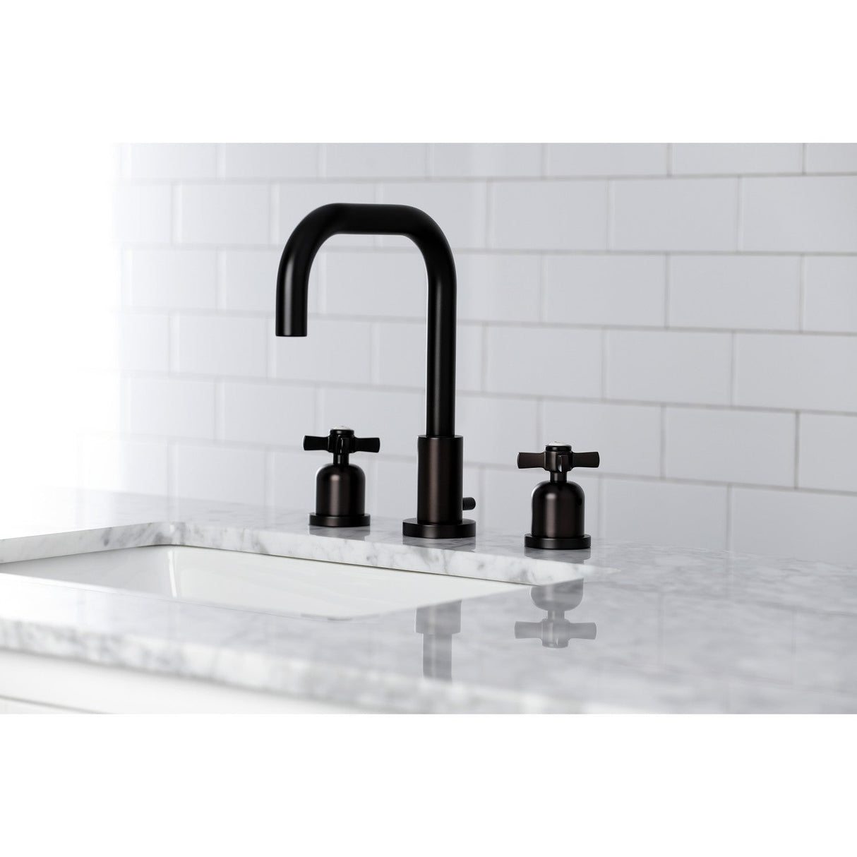Millennium FSC8935ZX Two-Handle 3-Hole Deck Mount Widespread Bathroom Faucet with Pop-Up Drain, Oil Rubbed Bronze