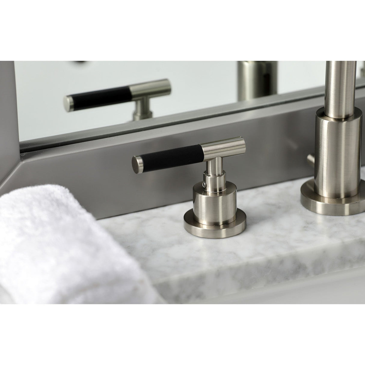 Kaiser FSC8938CKL Two-Handle 3-Hole Deck Mount Widespread Bathroom Faucet with Pop-Up Drain, Brushed Nickel