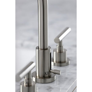 Manhattan FSC8938CML Two-Handle 3-Hole Deck Mount Widespread Bathroom Faucet with Pop-Up Drain, Brushed Nickel
