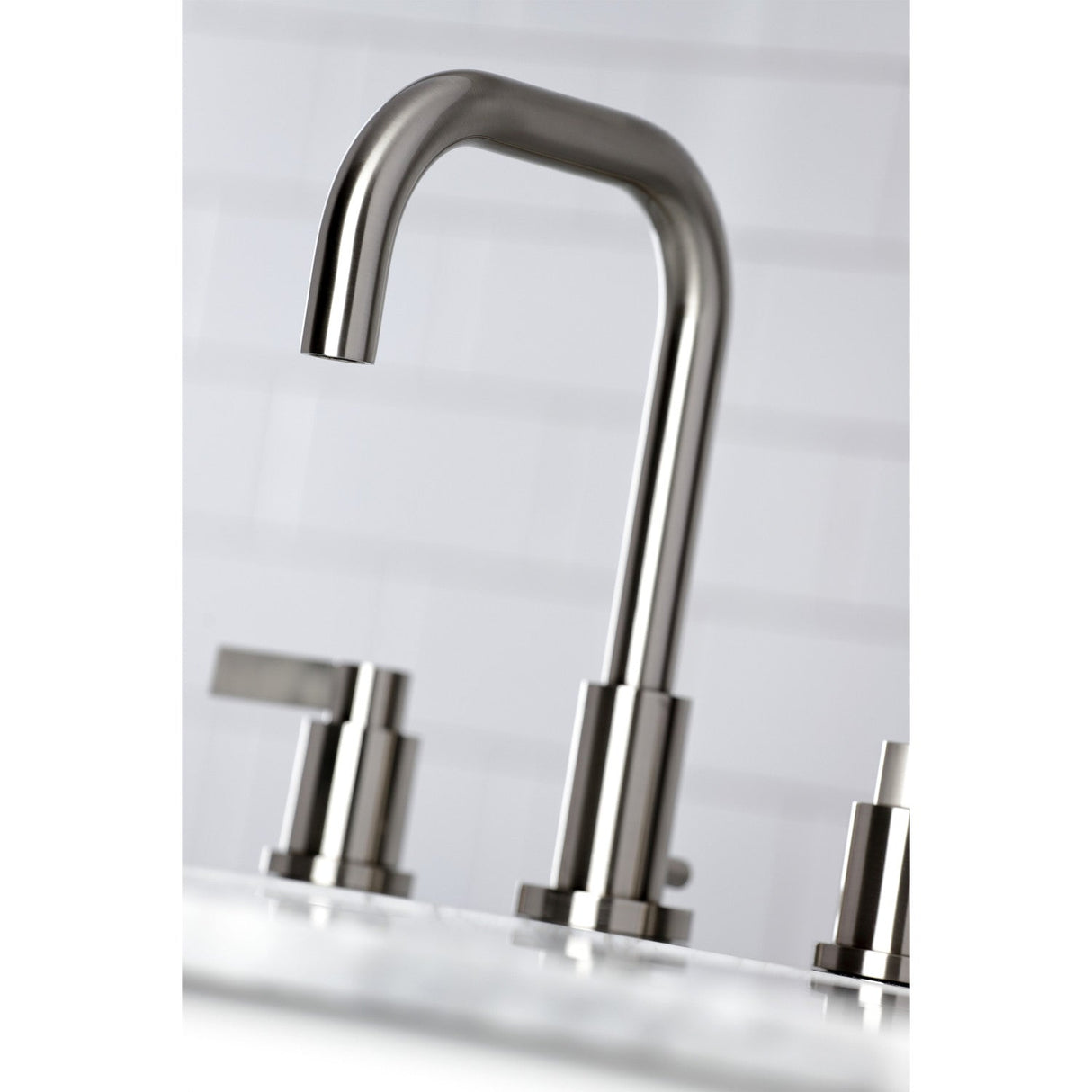 NuvoFusion FSC8938NDL Two-Handle 3-Hole Deck Mount Widespread Bathroom Faucet with Pop-Up Drain, Brushed Nickel