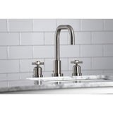 Millennium FSC8938ZX Two-Handle 3-Hole Deck Mount Widespread Bathroom Faucet with Pop-Up Drain, Brushed Nickel