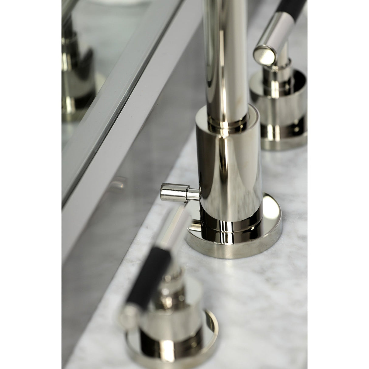 Kaiser FSC8939CKL Two-Handle 3-Hole Deck Mount Widespread Bathroom Faucet with Pop-Up Drain, Polished Nickel