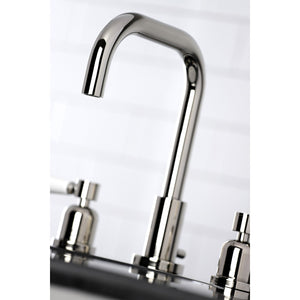 Paris FSC8939DPL Two-Handle 3-Hole Deck Mount Widespread Bathroom Faucet with Pop-Up Drain, Polished Nickel