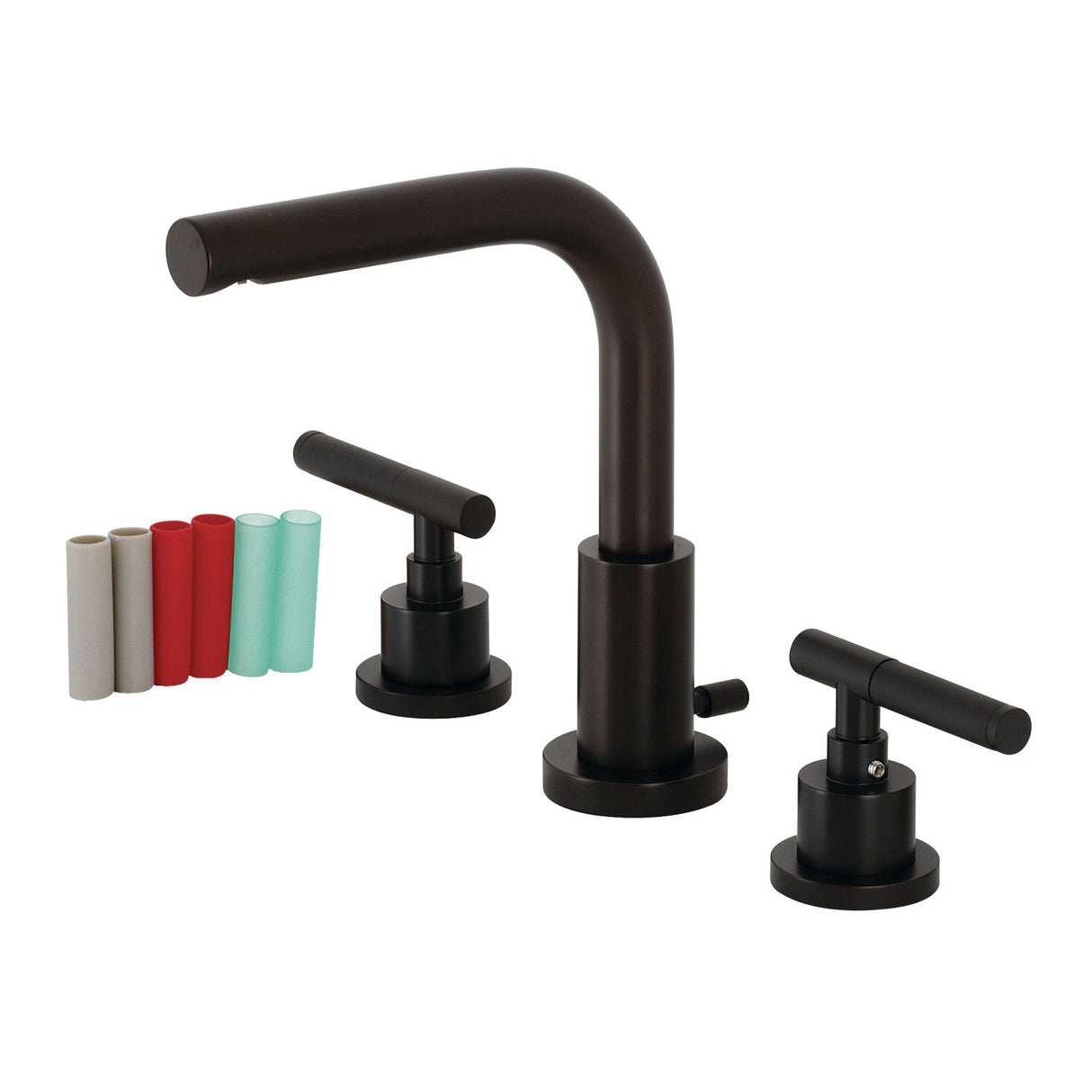 Kaiser FSC8950CKL Two-Handle 3-Hole Deck Mount Widespread Bathroom Faucet with Pop-Up Drain, Matte Black