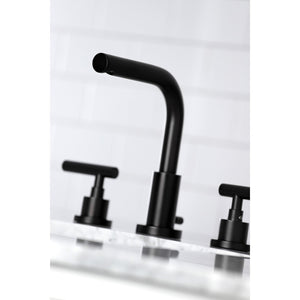 Manhattan FSC8950CML Two-Handle 3-Hole Deck Mount Widespread Bathroom Faucet with Pop-Up Drain, Matte Black