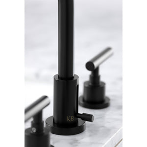 Manhattan FSC8950CML Two-Handle 3-Hole Deck Mount Widespread Bathroom Faucet with Pop-Up Drain, Matte Black