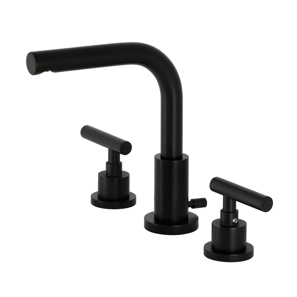 Manhattan FSC8950CML Two-Handle 3-Hole Deck Mount Widespread Bathroom Faucet with Pop-Up Drain, Matte Black