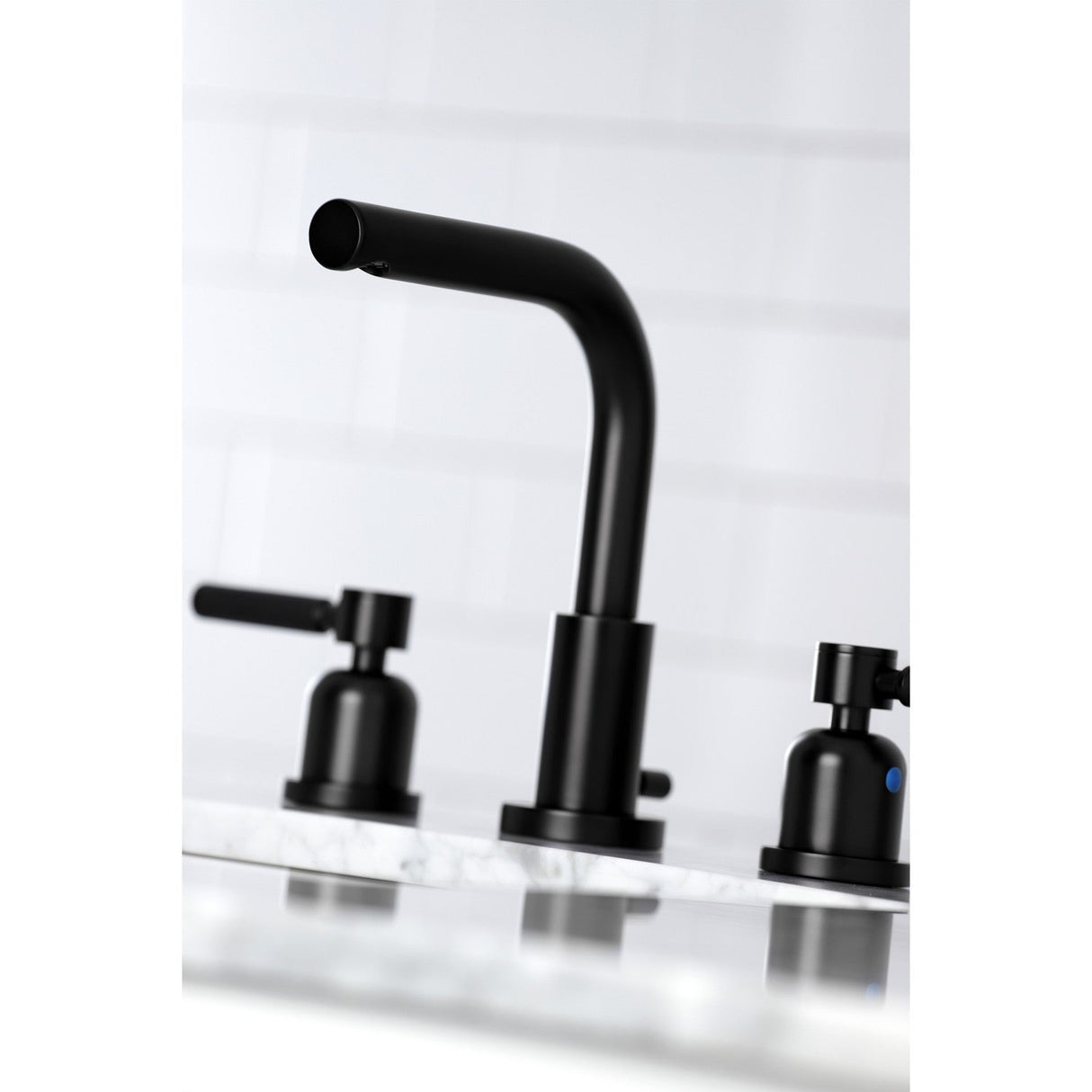 Kaiser FSC8950DKL Two-Handle 3-Hole Deck Mount Widespread Bathroom Faucet with Pop-Up Drain, Matte Black