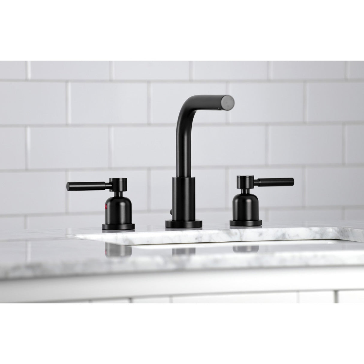 Concord FSC8950DL Two-Handle 3-Hole Deck Mount Widespread Bathroom Faucet with Pop-Up Drain, Matte Black