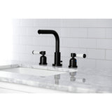 Paris FSC8950DPL Two-Handle 3-Hole Deck Mount Widespread Bathroom Faucet with Pop-Up Drain, Matte Black