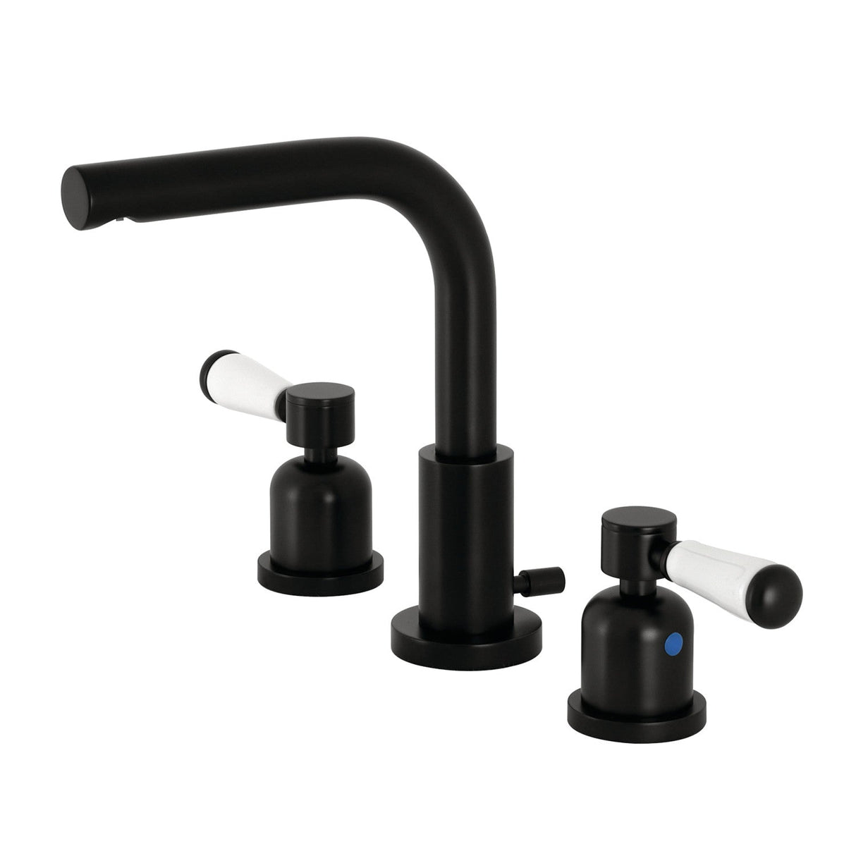 Paris FSC8950DPL Two-Handle 3-Hole Deck Mount Widespread Bathroom Faucet with Pop-Up Drain, Matte Black