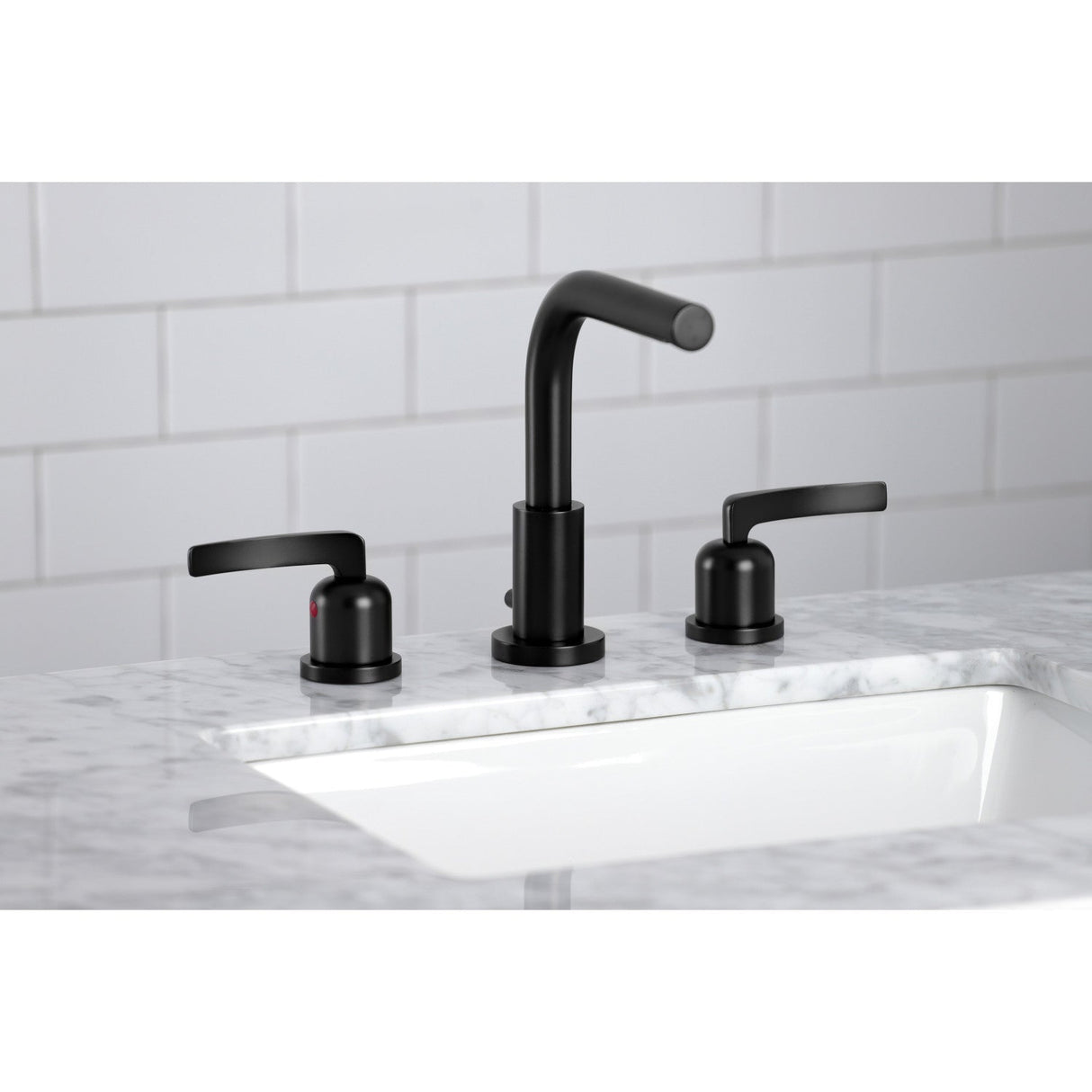 Centurion FSC8950EFL Two-Handle 3-Hole Deck Mount Widespread Bathroom Faucet with Pop-Up Drain, Matte Black