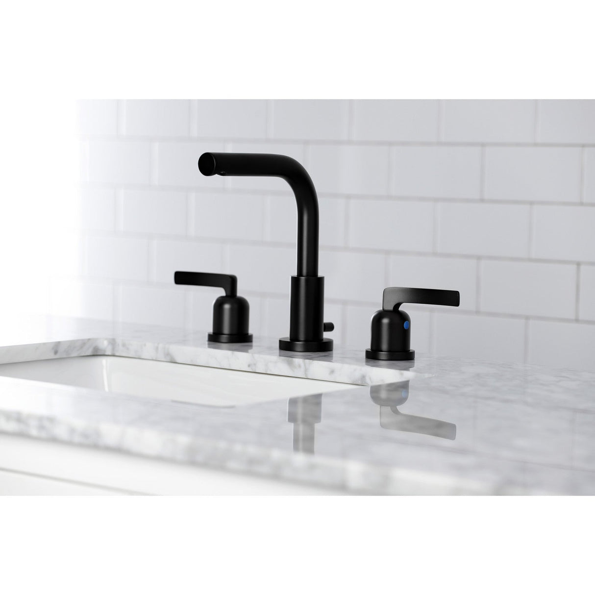 Centurion FSC8950EFL Two-Handle 3-Hole Deck Mount Widespread Bathroom Faucet with Pop-Up Drain, Matte Black