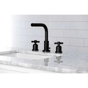Millennium FSC8950ZX Two-Handle 3-Hole Deck Mount Widespread Bathroom Faucet with Pop-Up Drain, Matte Black