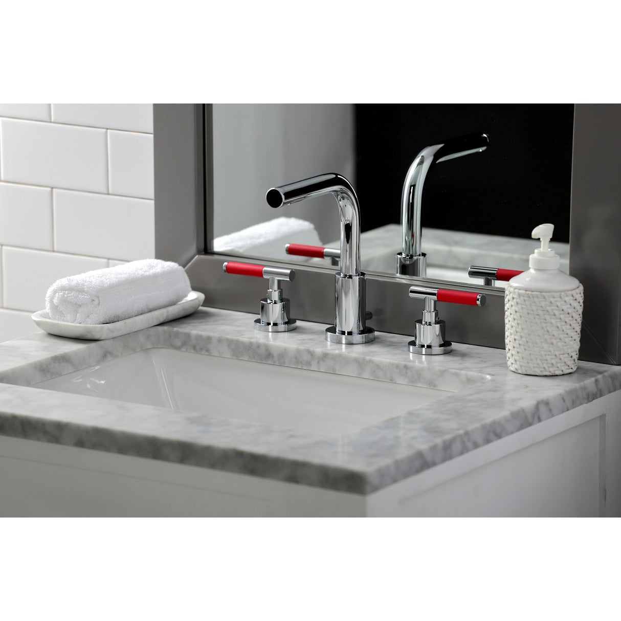 Kaiser FSC8951CKL Two-Handle 3-Hole Deck Mount Widespread Bathroom Faucet with Pop-Up Drain, Polished Chrome