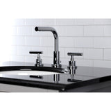 Manhattan FSC8951CML Two-Handle 3-Hole Deck Mount Widespread Bathroom Faucet with Pop-Up Drain, Polished Chrome