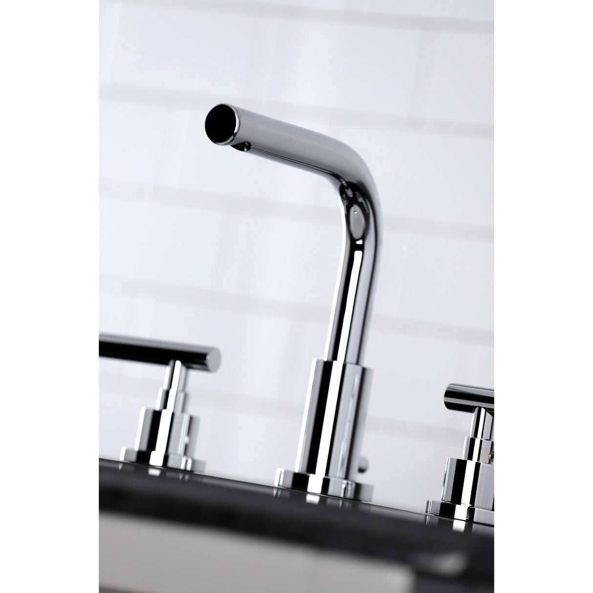 Manhattan FSC8951CML Two-Handle 3-Hole Deck Mount Widespread Bathroom Faucet with Pop-Up Drain, Polished Chrome