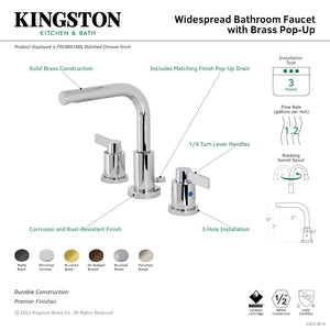NuvoFusion FSC8951NDL Two-Handle 3-Hole Deck Mount Widespread Bathroom Faucet with Pop-Up Drain, Polished Chrome