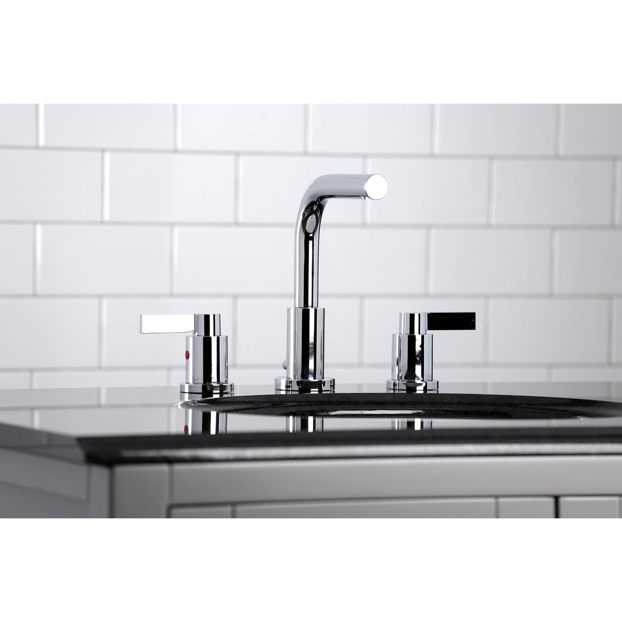 NuvoFusion FSC8951NDL Two-Handle 3-Hole Deck Mount Widespread Bathroom Faucet with Pop-Up Drain, Polished Chrome