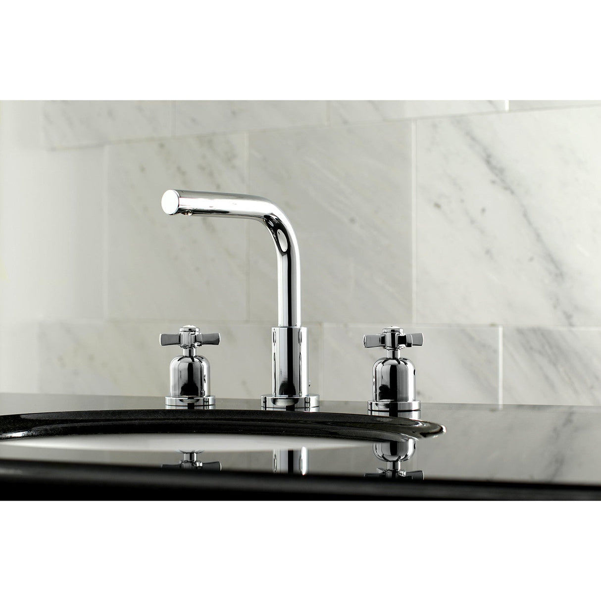 Millennium FSC8951ZX Two-Handle 3-Hole Deck Mount Widespread Bathroom Faucet with Pop-Up Drain, Polished Chrome