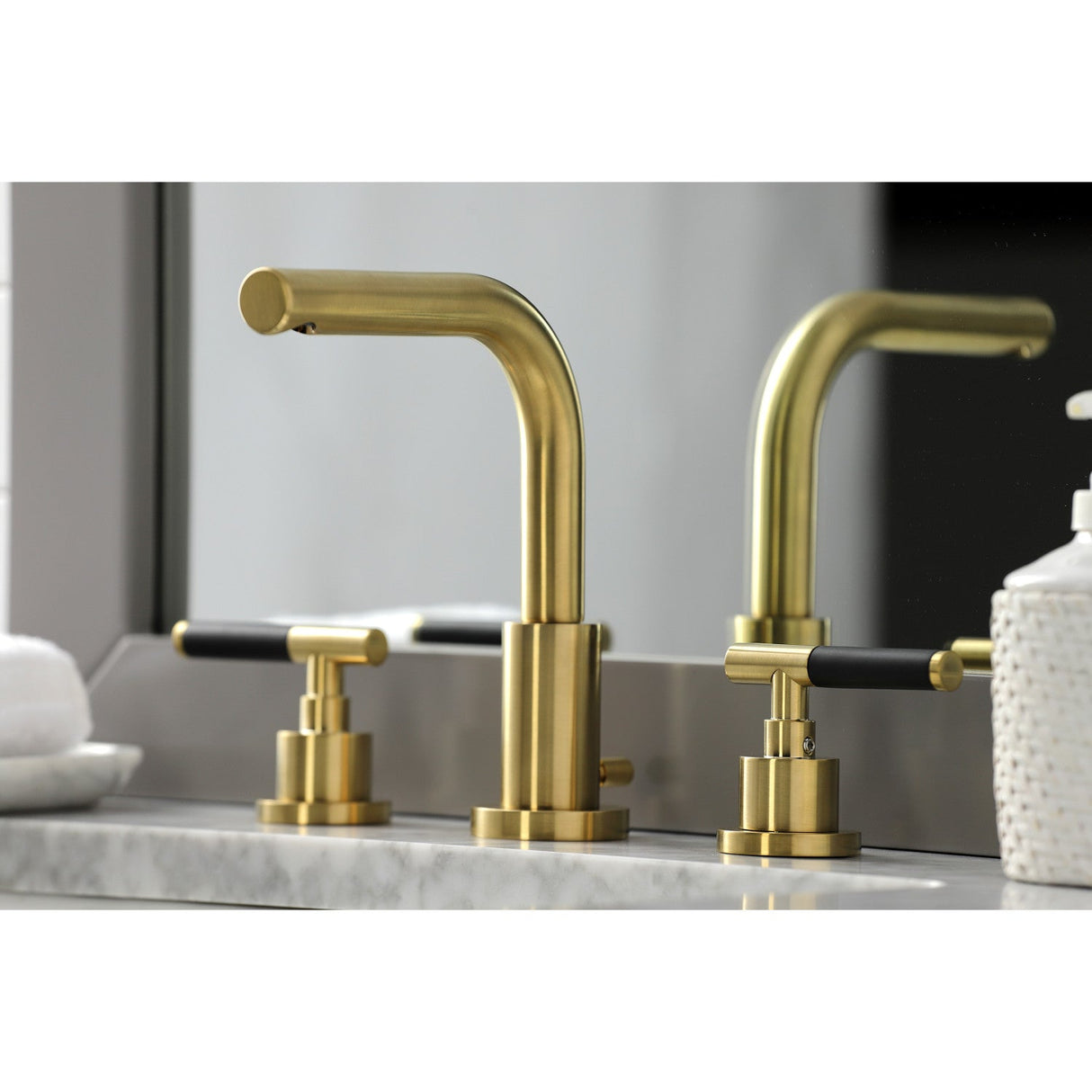 Kaiser FSC8953CKL Two-Handle 3-Hole Deck Mount Widespread Bathroom Faucet with Pop-Up Drain, Brushed Brass
