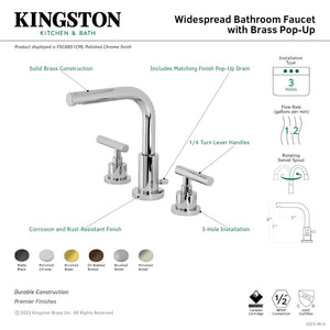 Manhattan FSC8953CML Two-Handle 3-Hole Deck Mount Widespread Bathroom Faucet with Pop-Up Drain, Brushed Brass