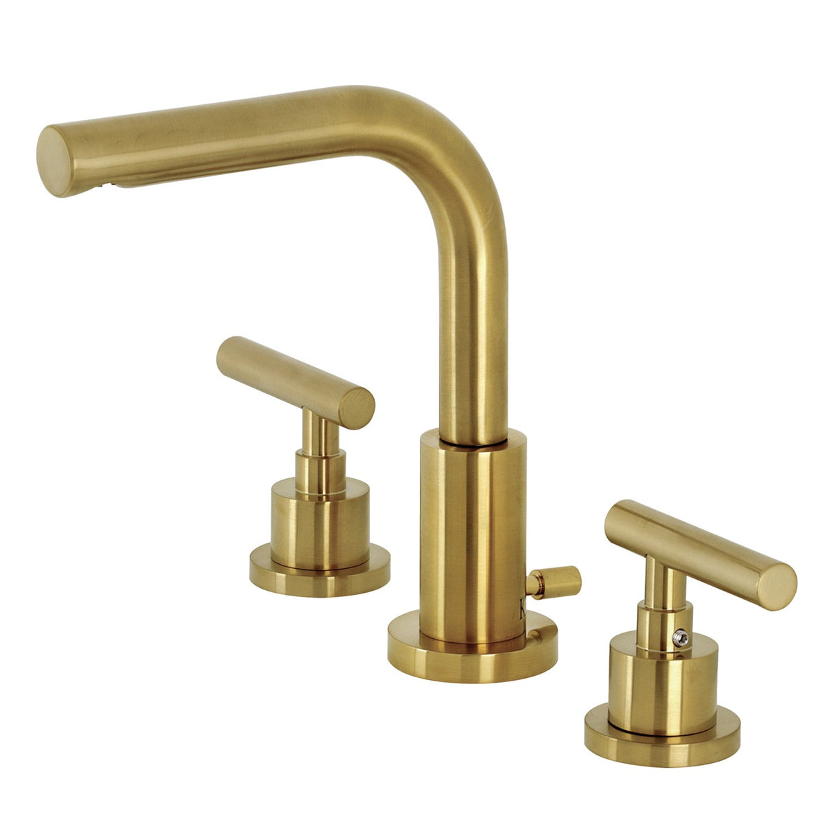 Manhattan FSC8953CML Two-Handle 3-Hole Deck Mount Widespread Bathroom Faucet with Pop-Up Drain, Brushed Brass